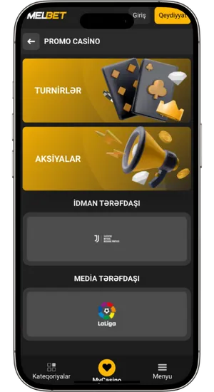 Melbet tətbiqini yükləmə menyusu