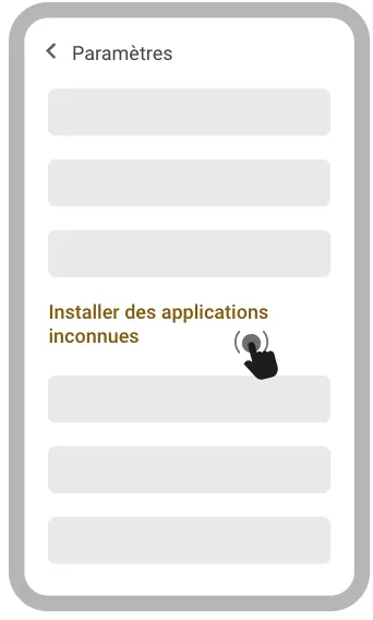 Ouvrir la section « Installer des applications inconnues » dans les Paramètres.